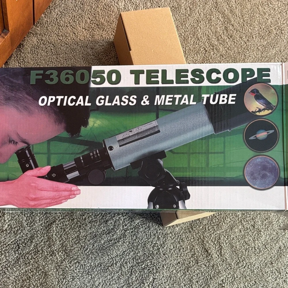 F36050 Telescope with Optical Glass & Metal Tube - Black